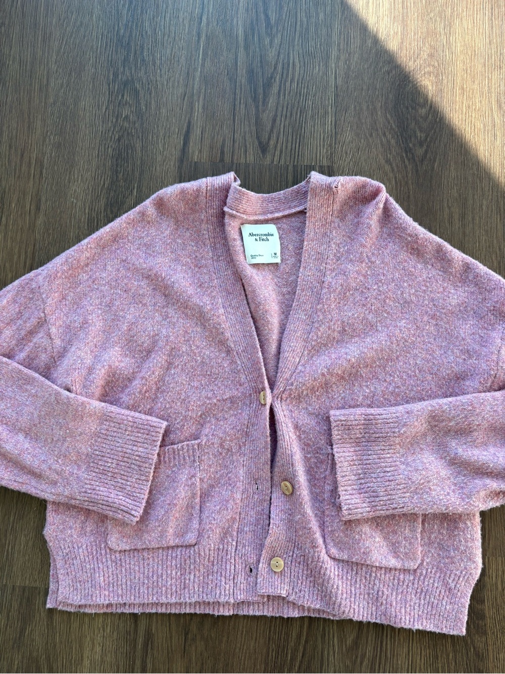 Abercrombie & Fitch Pink V-Neck Button Cardigan Sweater Size Medium - Picture 7 of 7